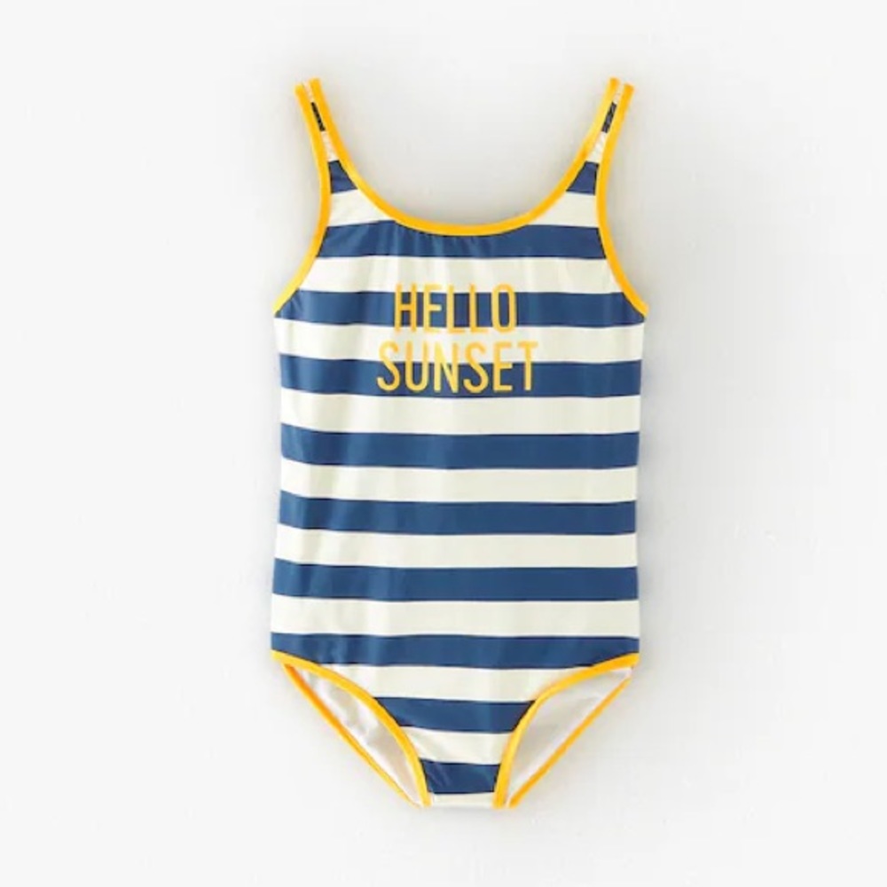Zara Kids Hello Sunset Striped One Piece Swimsuit